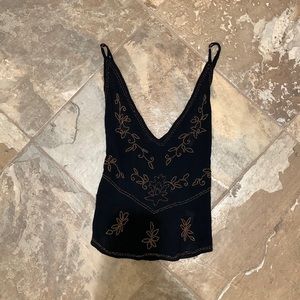 Free people flowy black beaded tank